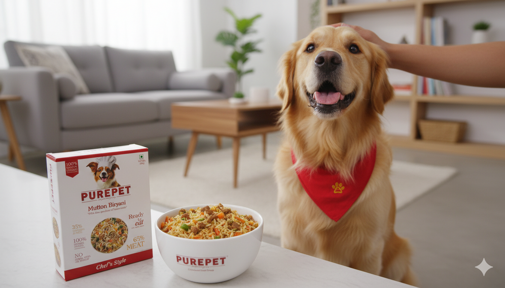 PUREPET Chef's Style Mutton Biryani - Human-Grade Complete Dog Food with Real Meat (300g)