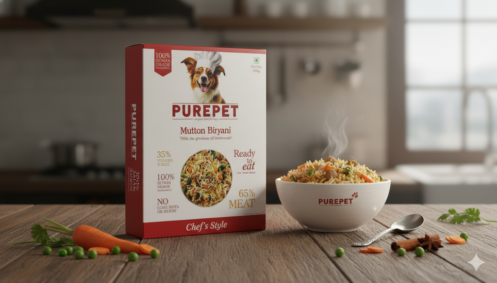 PUREPET Chef's Style Mutton Biryani - Human-Grade Complete Dog Food with Real Meat (300g)