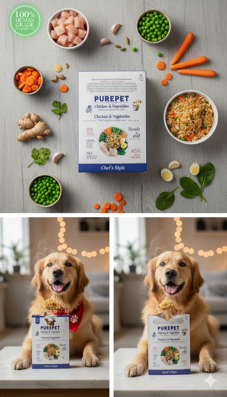 PUREPET Chef's Style Chicken & Vegetables - Human-Grade Complete Dog Food with Real Chicken (300g)