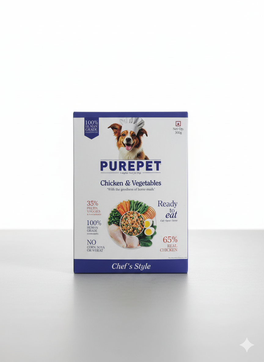 PUREPET Chef's Style Chicken & Vegetables - Human-Grade Complete Dog Food with Real Chicken (300g)