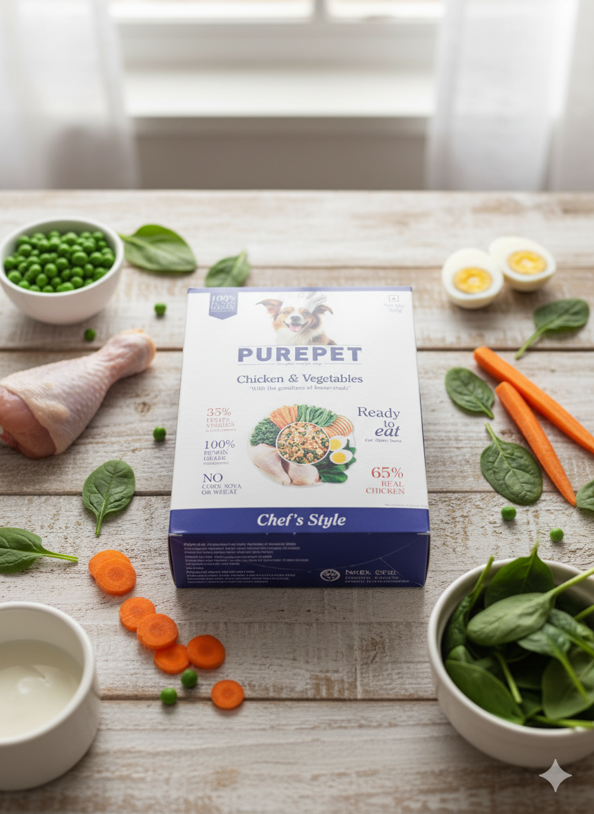 PUREPET Chef's Style Chicken & Vegetables - Human-Grade Complete Dog Food with Real Chicken (300g)